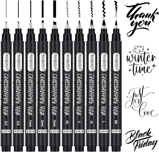 PANDAFLY Calligraphy Pen, 10 Size Calligraphy Pens by PANDAFLYArtSupplies