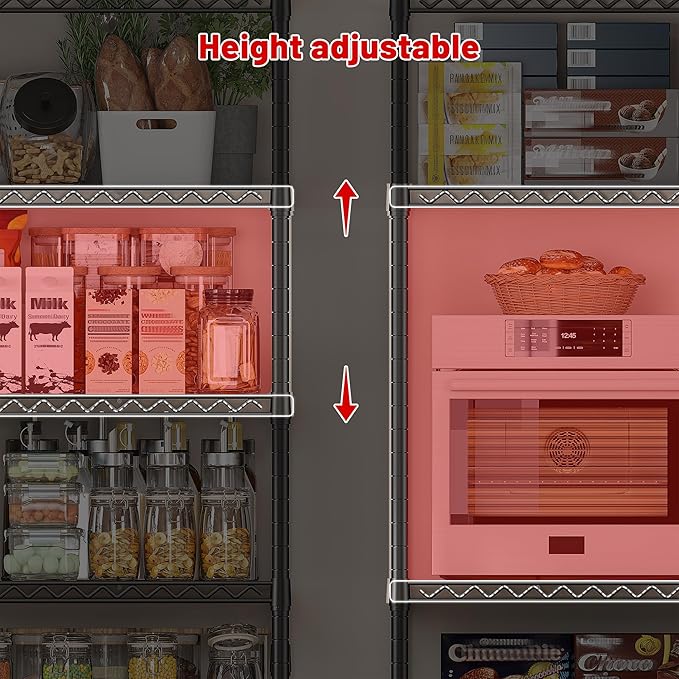 REIBII 45.8''W Steel Wire Shelving Unit, 5 Tier Adjustable Metal Storage Shelves - Image 6
