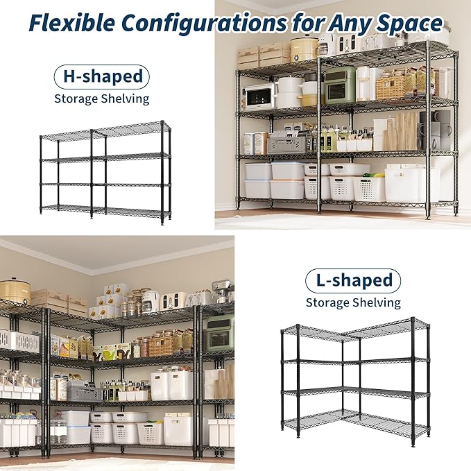 MilleLoom 4-Tier Metal Shelving Unit, Heavy Duty Storage Shelves Adjustable - Image 4