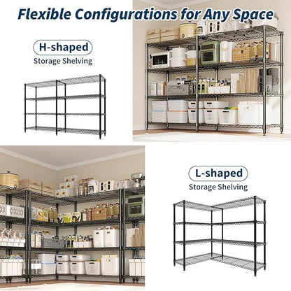MilleLoom 4-Tier Metal Shelving Unit, Heavy Duty Storage Shelves Adjustable - Image 4