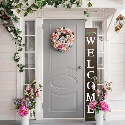 Tall Outdoor Welcome Sign, 6ft Brown Rustic Modern Farmhouse Welcome Sign by DQ+DQ+HOME+DECOR