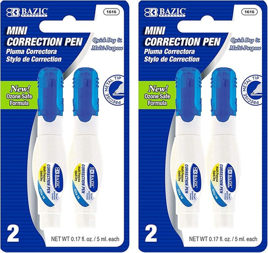 BAZIC Products Correction Pen – Corrections Fluid, Precise Metal Tip White Out by BAZICProducts