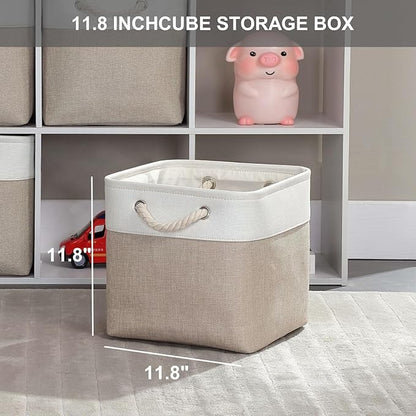 Mangata Canvas Storage Boxes, 11.8 Inch Cube Storage Bins Set of 6 - Image 3