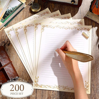 Sabary 200 Sheets Lined Stationary Writing Paper 8.5 x 11 Inch Fancy Vintage - Image 4