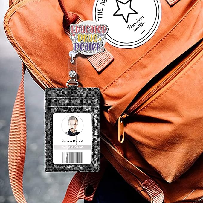 Badge Reel Retractable with ID Clip Text Acrylic Badge Reel Holder Name Badge - Image 6