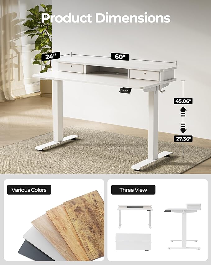 FEZIBO 60 x 24 Inch Height Adjustable Electric Standing Desk - Image 4