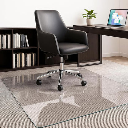 JAMBALAY 55″×46″ Tempered Glass Chair Mat, Heavy Duty Glass Office Floor Mat by JAMBALAY