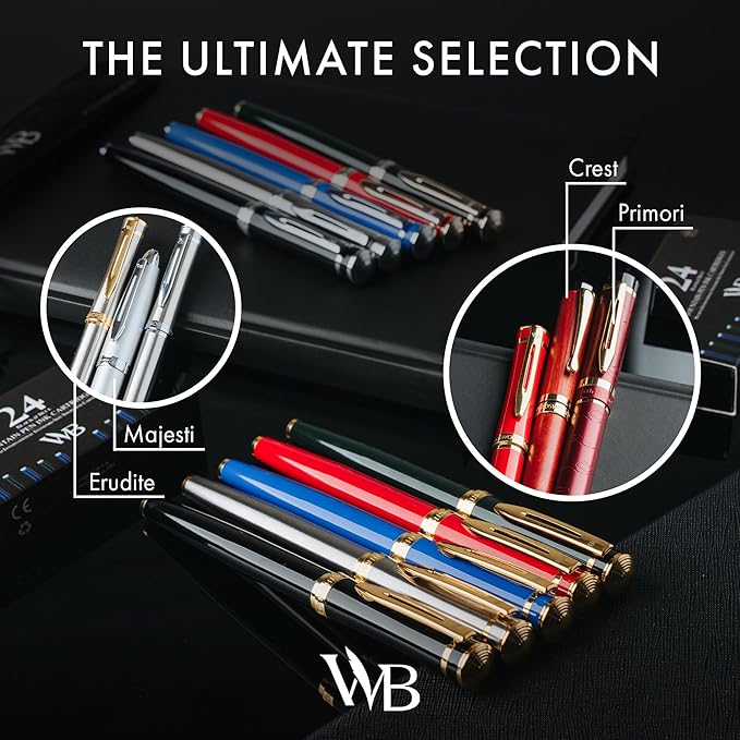Wordsworth & Black Fountain Pen Set, 18K Gilded Medium Nib, Includes 24 Pack - Image 9