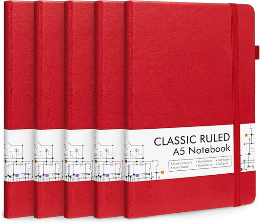 5 Pack Journal Notebook Bulk for School, Feela Hardcover Business Notebooks by feela