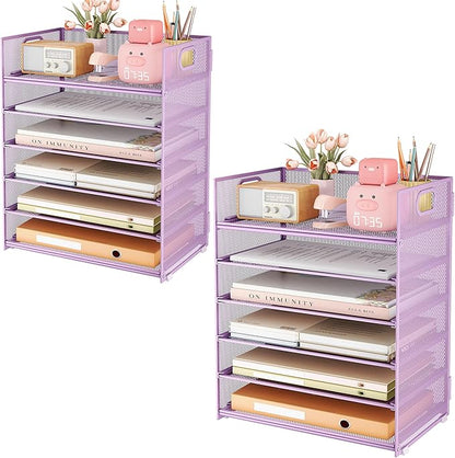 Subekyu 6-Tier Desk Paper Organizer, Desktop File Letter Tray by SUBEKYU