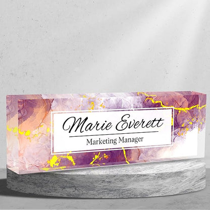 Personalized Name Plate for Desk Custom Acrylic Desk Name Plate Custom Employee by AZUFEMOS