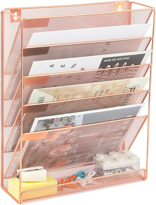 EASEPRES Desk File Organizer Mesh 6-Tier, Hanging Wall Mount Document by EASEPRES