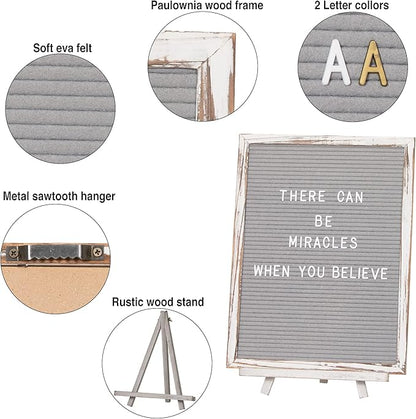 Felt Board With Rustic Vintage Frame and Stand 12x16 Inch, Numbers and Symbols - Image 3