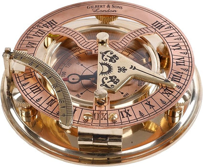 Brass Sundial Compass in Leather Case – Unique Nautical Gifts - Image 3