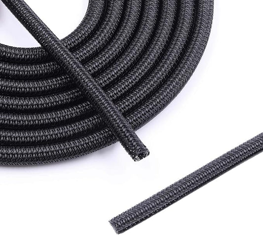 Flauzmann 1/4" Braided Cable Sleeve - 10Ft Cat Cord Protector Split Wire Loom by Unknown
