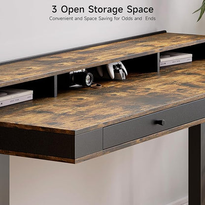 Standing Desk with Drawers, 47x23.6" Whole Piece Electric Stand Up Desk with - Image 6