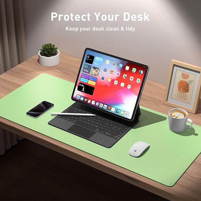 Aothia Leather Desk Pad Protector, Mouse Pad, Office Desk Mat, Non-Slip PU - Image 3