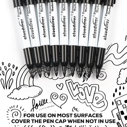 cloudriver Black Permanent Markers Fine Tip, 60 Packs Permanent Markers Bulk - Image 6