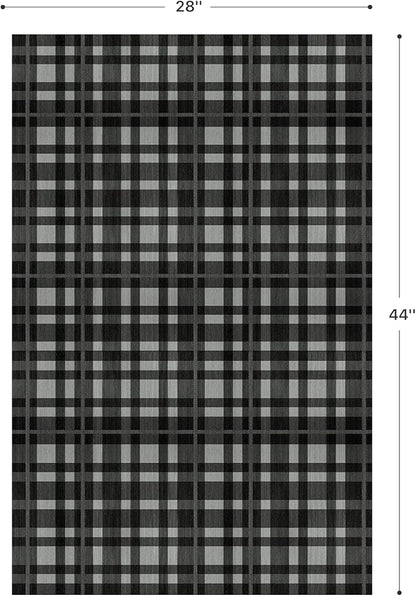 GENIMO Checkered Rug 27.5x44 inches Black and White Fine Plaid Outdoor Rug - Image 2