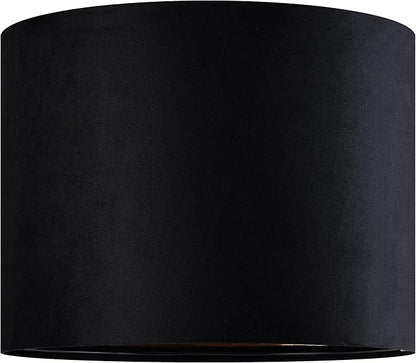 GO&SO Black Velvet Lamp Shades Set of 1 Large Drum Lampshades -16" Top x 16" - Image 6