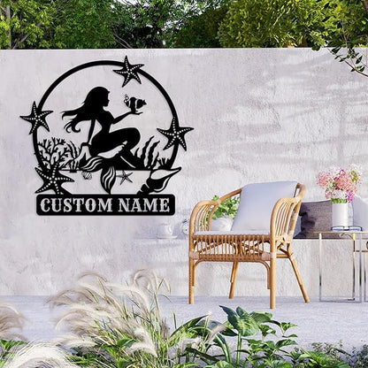 Custom Mermaid Metal Sign, Personalized Name, Wall Decor, Beach Theme, Girls - Image 5