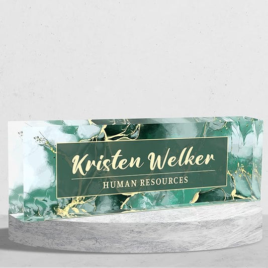 Personalized Name Plate for Desk Custom Acrylic Desk Name Plate Custom Employee by AZUFEMOS