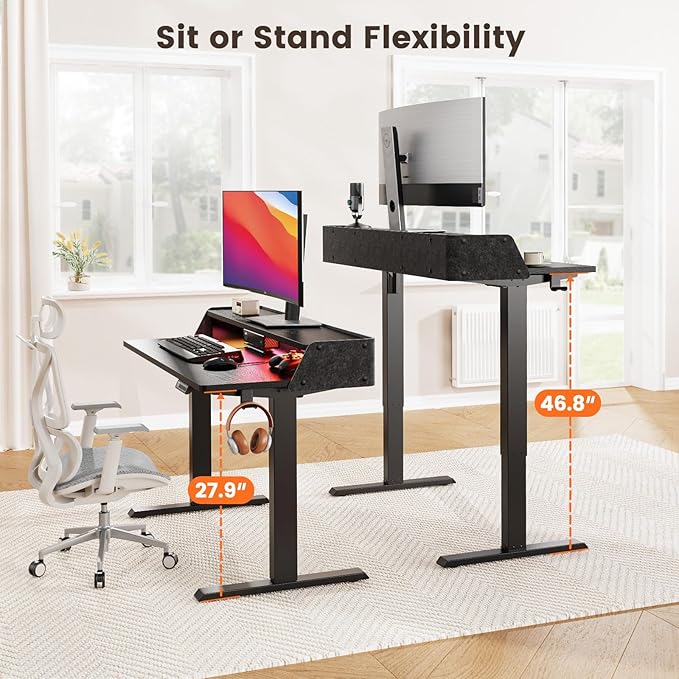 ErGear Standing Desk with LED Strip, 48″ x24″ Electric Height Adjustable RGB - Image 3