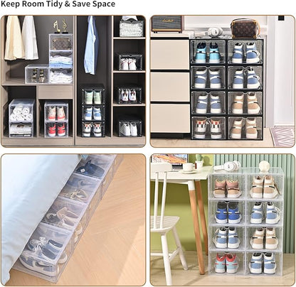 KEFA 8 Pack US 15 XXL Clear Shoe Storage Boxes Stackable, Shoe Organizer Clear - Image 2
