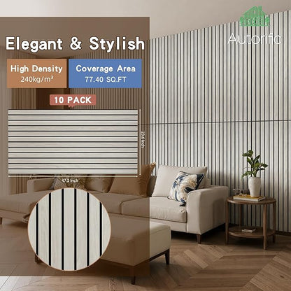 AUTORIFIC Wood Veneer Sound Panels, 10 Pack 47.2”x23.6” Wall Panels, Decorative - Image 2