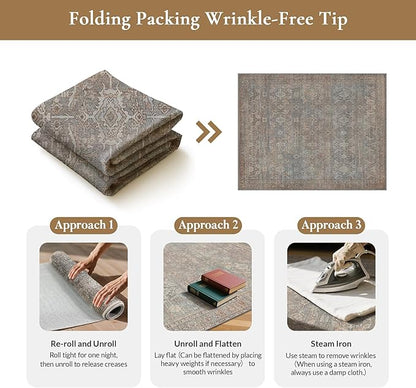 GENIMO 8x10 Area Rugs for Living Room, Machine Washable Non Slip Vintage Rugs - Image 9