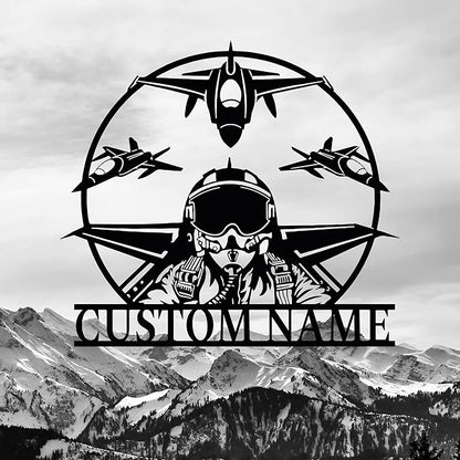 Personalized Metal Airplane Wall Art, Airplane Name Sign, Customized Pilot Name - Image 2