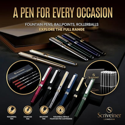 Scriveiner Personalized Silver Chrome Fountain Pen, Award Winning Luxury Pen - Image 6