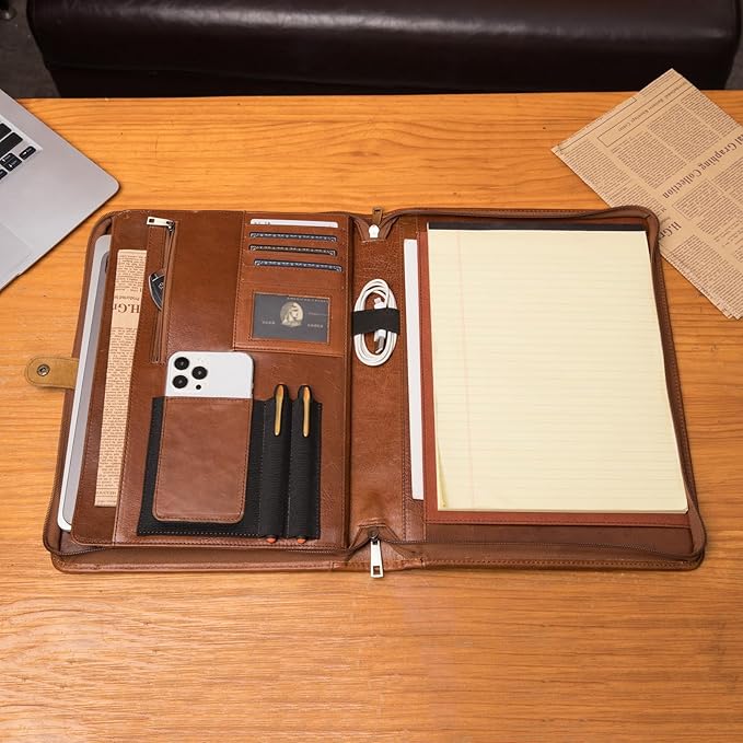 Geslun Genuine Leather Portfolio, Legal Size 8.5 x 14 Pad Holder, Business - Image 6