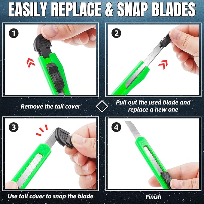 TIFICAL 24-Pack Retractable Box Cutter | 9mm Snap-Off Blades - Image 6