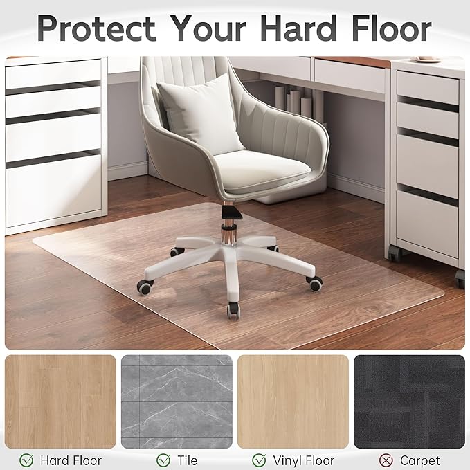 HOMEK Office Chair Mat for Hardwood Floor, 55” x 35” Crystal Clear Hard Floor - Image 2