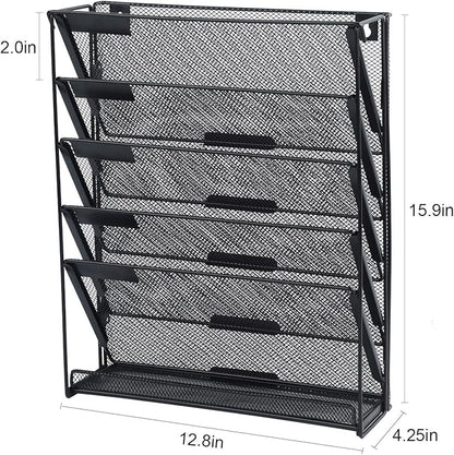 samstar Wall File Holder, 6-Tier Hanging Wall File Organizer Wall Mount Paper - Image 2