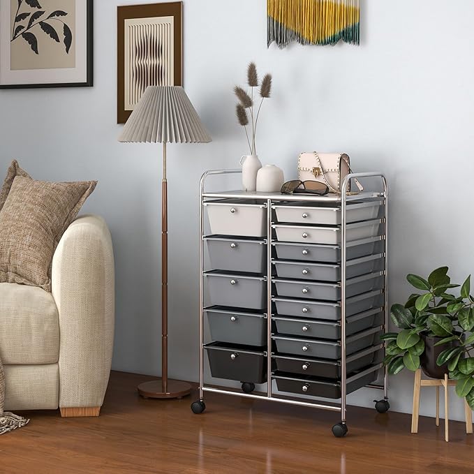 GOFLAME 15-Drawer Rolling Storage Cart, Craft Storage Cart - Image 9