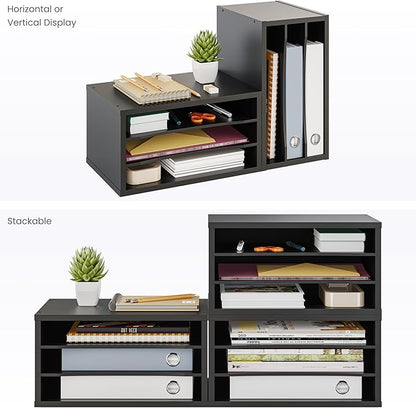 Ballucci Paper Organizer, 3-Tier Stackable Wood Desk Organizer, Document File - Image 8