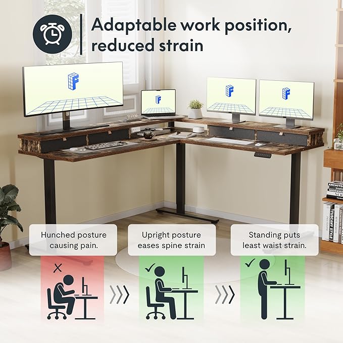 FLEXISPOT 63" L Shaped Standing Desk Electric Corner Table - Image 5
