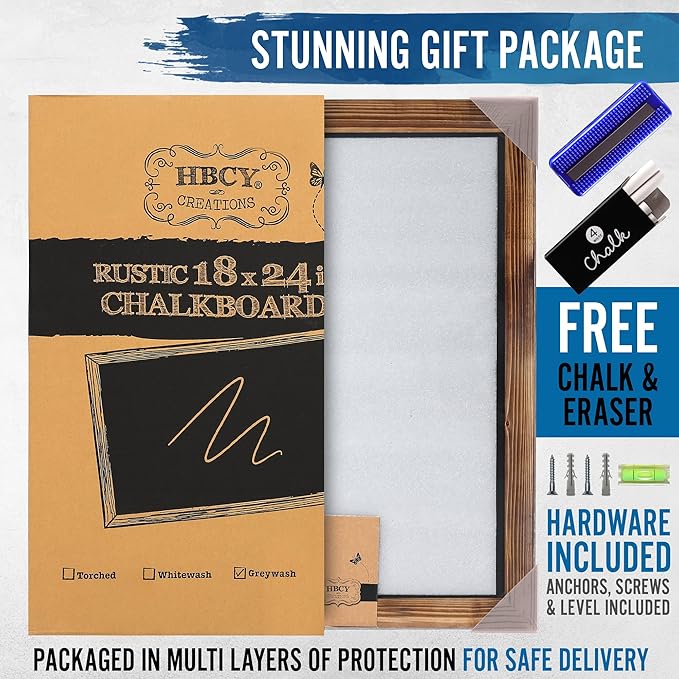 HBCY Creations 18" x 24" Torched Brown Solid Wood Frame Wall Chalkboard - Image 7