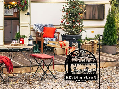 Personalized Mountain Campfire Sign, Custom Fire Pit & Campsite Decor, Metal - Image 5