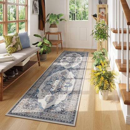 Rugcomf Vintage Medallion Kitchen Rugs Non Slip Washable 2'7"x8' - Image 3