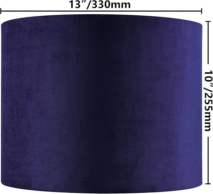 GO&SO Dark Blue Velvet Drum Lamp Shade Set of 2 Medium 13" Top x 13" Bottom x - Image 2