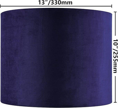 GO&SO Dark Blue Velvet Drum Lamp Shade Set of 2 Medium 13" Top x 13" Bottom x - Image 2