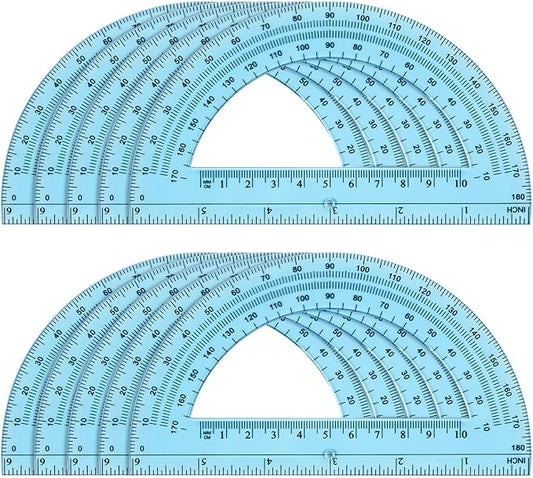 Hoiny 10 Pack Clear Protractor, 6 Inch Plastic Protractors, 180 Degrees by Hoiny