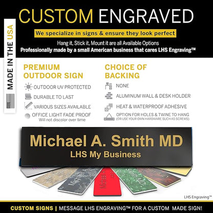 Engraved Door Signs for Office Personalized Black Plastic Door Plaque Gold - Image 3
