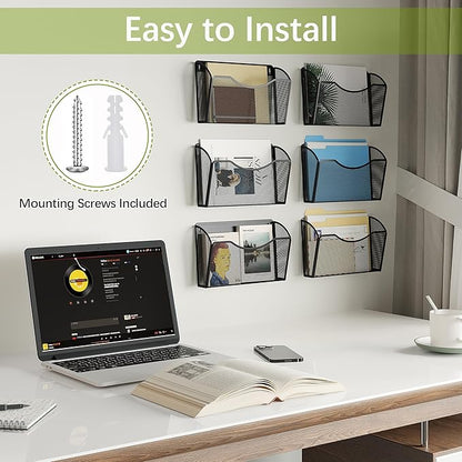 EasyPAG 6 Single Pocket Wall File Organizer, Mesh Hanging File Folder Organizer - Image 5