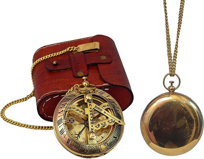 Handcrafted Vintage Brass Sundial Compass – Antique Nautical Sun Clock - Image 3