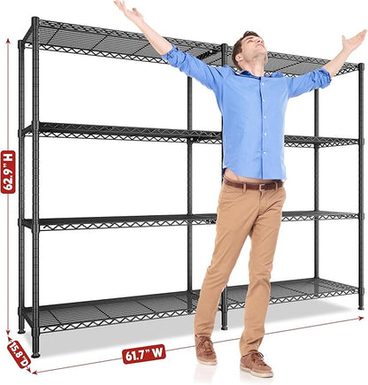 REIBII 61.7''W Storage Shelves Load 1220LBS Wire Shelving Unit 4 Tier Metal - Image 3