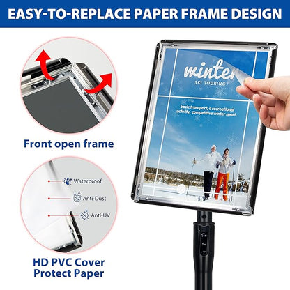 VAIIGO 2Pack 8.5x11 Inch Adjustable Pedestal Poster Sign Stand, Heavy Duty - Image 5